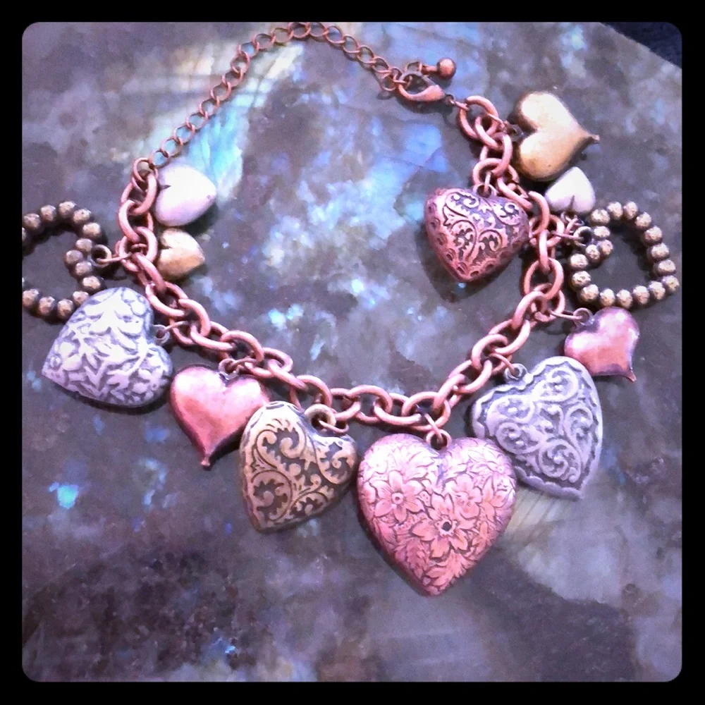 ❤️‎ Multi Metal Hearts Charm Bracelet